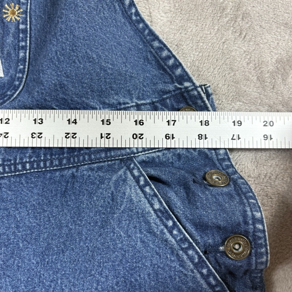 Christopher Banks Embroidered Denim Christmas overalls Large Vintage - Picture 9 of 10